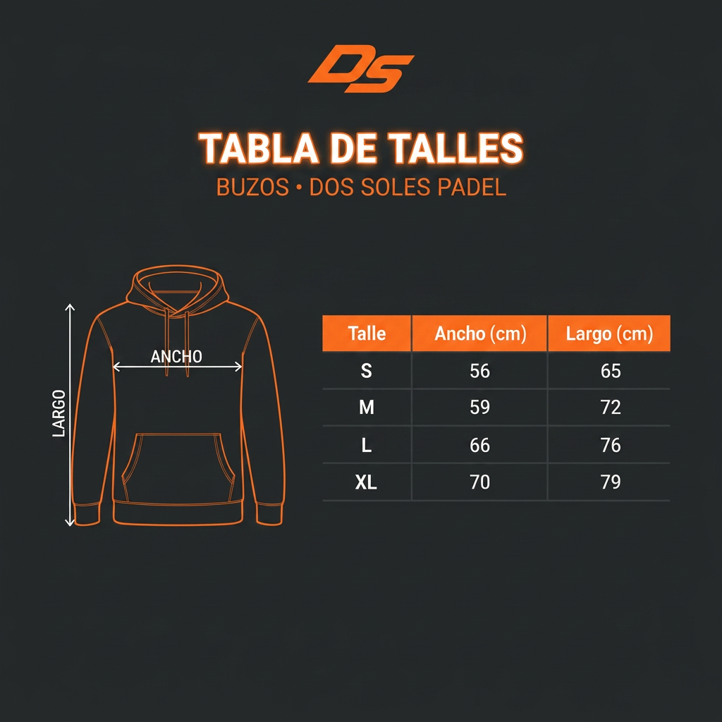 Tabla de talles de buzos Dos Soles Sports